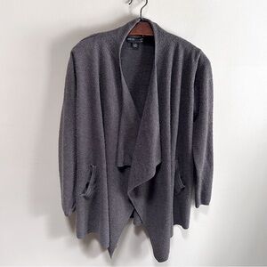 Barefoot Dreams ~Cozychic Lite Island Wrap Gray Cardigan Sweater sz L/ XL